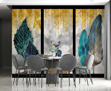 Ağaç ve Geyik Desenli Duvar Kağıdı