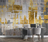 3 Boyutlu Altın Kaplama Duvar Desenli Duvar Kağıdı