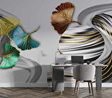 3 Boyutlu Gri Temalı Geometrik Duvar Kağıdı