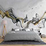 3 Boyutlu Gri Zeminli Gökyüzü Boyama Desenli Duvar Kağıdı