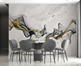 3 Boyutlu Gri Zeminli Gökyüzü Boyama Desenli Duvar Kağıdı