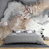 3 Boyutlu Gri Pembe Boyama Desenli Duvar Kağıdı