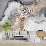 3 Boyutlu Gri Pembe Boyama Desenli Duvar Kağıdı