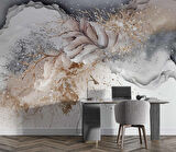 3 Boyutlu Gri Pembe Boyama Desenli Duvar Kağıdı