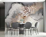 3 Boyutlu Gri Pembe Boyama Desenli Duvar Kağıdı