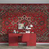 3 Boyutlu Kırmızı Halı Desenli Duvar Kağıdı