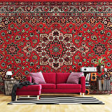 3 Boyutlu Kırmızı Halı Desenli Duvar Kağıdı