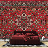 3 Boyutlu Kırmızı Halı Desenli Duvar Kağıdı