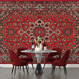 3 Boyutlu Kırmızı Halı Desenli Duvar Kağıdı