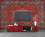 3 Boyutlu Kırmızı Halı Desenli Duvar Kağıdı