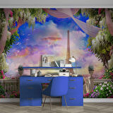 Romantik Pembe Eyfel Kulesi Manzaralı Duvar Kağıdı