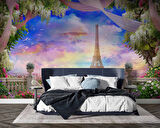 Romantik Pembe Eyfel Kulesi Manzaralı Duvar Kağıdı