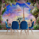 Romantik Pembe Eyfel Kulesi Manzaralı Duvar Kağıdı