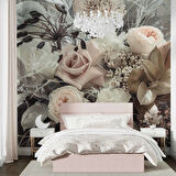 Pembe Beyaz Çiçek Temalı Duvar Kağıdı