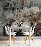 Pembe Beyaz Çiçek Temalı Duvar Kağıdı