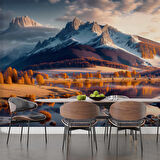 Karlı Dağ ve Nehir Manzaralı Duvar Kağıdı