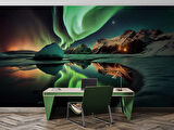 Gece Kutup Işıkları Manzaralı Duvar Kağıdı