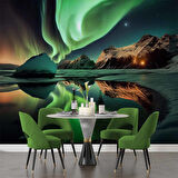 Gece Kutup Işıkları Manzaralı Duvar Kağıdı