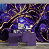 Mor Kristal Desenli Duvar Kağıdı