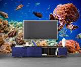 Denizaltı Balık ve Kaplumbağ Manzaralı Duvar Kağıdı