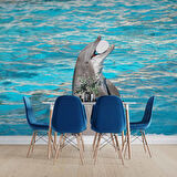 Havuz ve Yunus Balığı Dansı Manzaralı Duvar Kağıdı