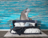 Havuz ve Yunus Balığı Dansı Manzaralı Duvar Kağıdı