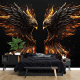 Alevli Kartal Temalı Duvar Kağıdı