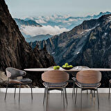 Dağ ve Gökyüzü Bulut Manzaralı Duvar Kağıdı