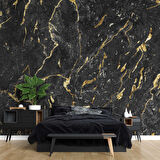 Siyah Mermer Desenli Duvar Kağıdı