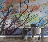 Ağaç Çizimi Desenli Duvar Kağıdı