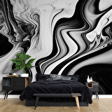 3 Buyutlu Siyah Beyaz Boyama Desenli Duvar Kağıdı