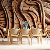 3 Buyutlu Ağaç Oyma Desenli Duvar Kağıdı