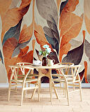 Sonbahar Solmuş Yaprak Çizim Desenli Duvar Kağıdı