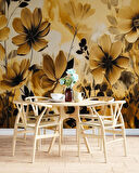 Sarı Çiçek Çizim Desenli Duvar Kağıdı