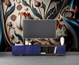 3 Boyutlu Beyaz Lale Desenli Duvar Kağıdı