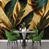 3 Boyutlu Yeşil Sarı Temalı Duvar Kağıdı