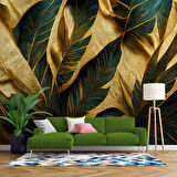 3 Boyutlu Yeşil Sarı Temalı Duvar Kağıdı