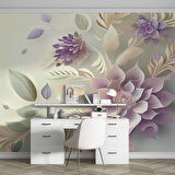 3 Boyutlu Pembe Çiçek Çizim Temalı Duvar Kağıdı