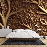 3 Boyutlu Ağaç Oyma Desenli Duvar Kağıdı