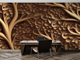 3 Boyutlu Ağaç Oyma Desenli Duvar Kağıdı