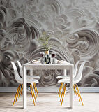 3 Boyutlu Beyaz Şekilli Köpük Desenli Duvar Kağıdı