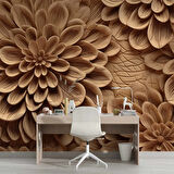 Çiçek Figürlü Ağaç Oyma Desenli Duvar Kağıdı