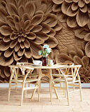 Çiçek Figürlü Ağaç Oyma Desenli Duvar Kağıdı