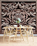 3 Boyutlu Tablo Şeklinde Ağaç Oyma Desenli Duvar Kağıdı