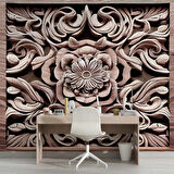 3 Boyutlu Tablo Şeklinde Ağaç Oyma Desenli Duvar Kağıdı