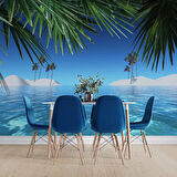 Deniz ve Palmiye Yaprak Manzaralı Duvar Kağıdı