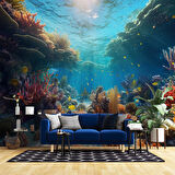 Japon Balıkları ve Mercan Manzaralı Duvar Kağıdı