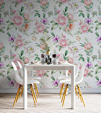 Pembe Turuncu Gül Desenli Duvar Kağıdı