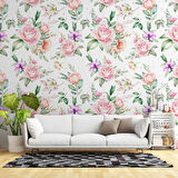 Pembe Turuncu Gül Desenli Duvar Kağıdı