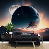 Ay ve Çöl Manzaralı Duvar Kağıdı